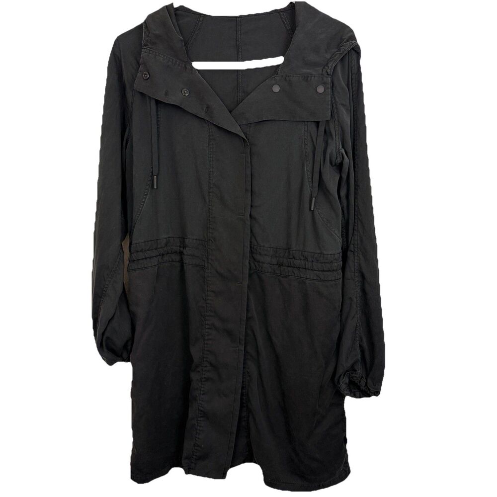 Lululemon City Stroll Utility Jacket Sz 6 Black Tencel Hooded Cinched Waist